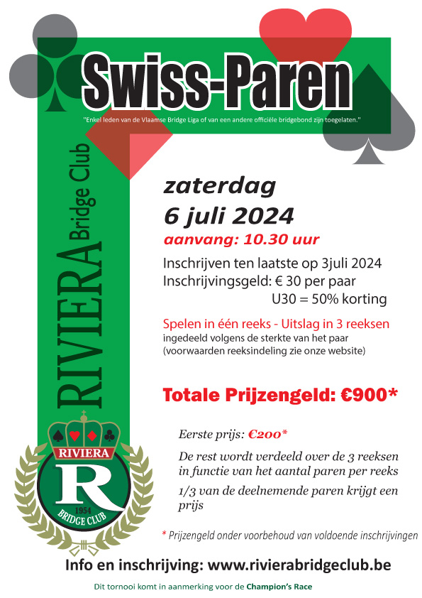 Swiss Paren Affiche van het Swiss Paren Tornooi van Riviera